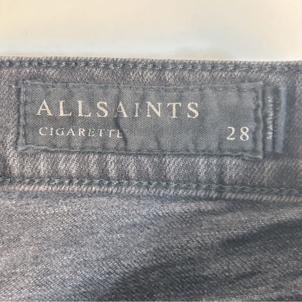 Allsaints Crow Cigarette Skinny Black Button Fly Denim Jeans Size 28‎ - Picture 9 of 10